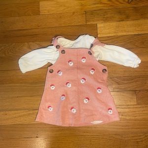 Starting Out - Long Sleeve T-Shirt & Santa Corduroy Pinafore Jumper Set - 6M